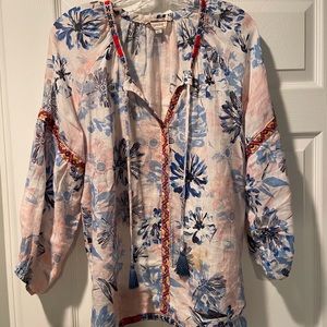 Johnny Was Workshop Linen Blouse L